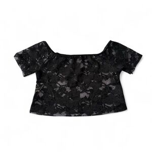 black lace crop top